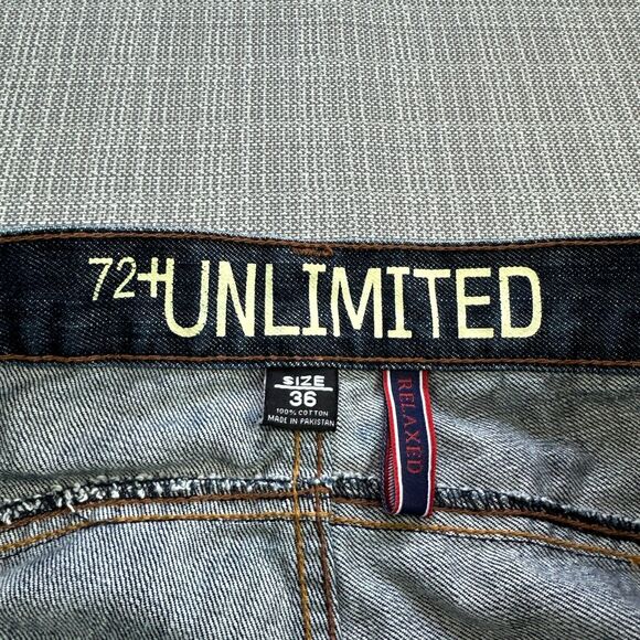 Eko Unltd Jeans Men 36x31 Relaxed 72 Unlimited Baggy Wide Leg Distressed Whisker - Picture 2 of 13